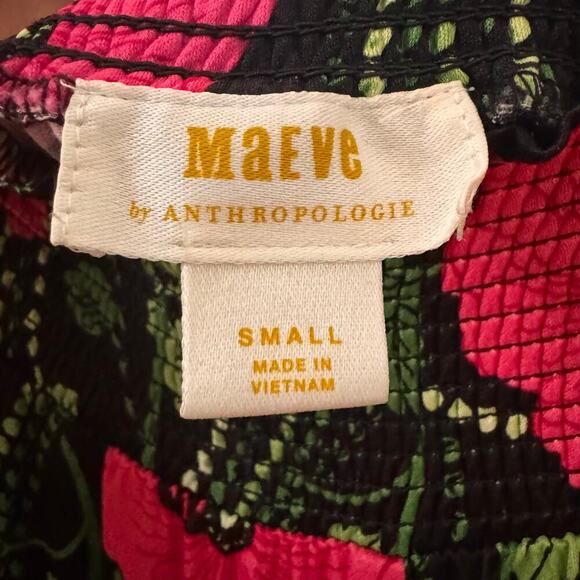 Anthropologie Maeve Saria Smocked Wide-Leg Floral Black Pants Size S - Picture 10 of 12